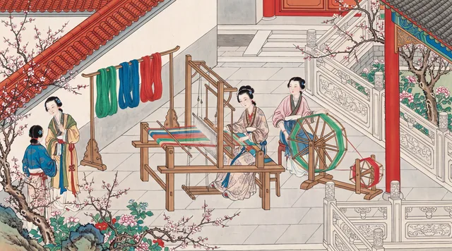 The Silk Weavers' Courtyard — Ming Gongbi Painting