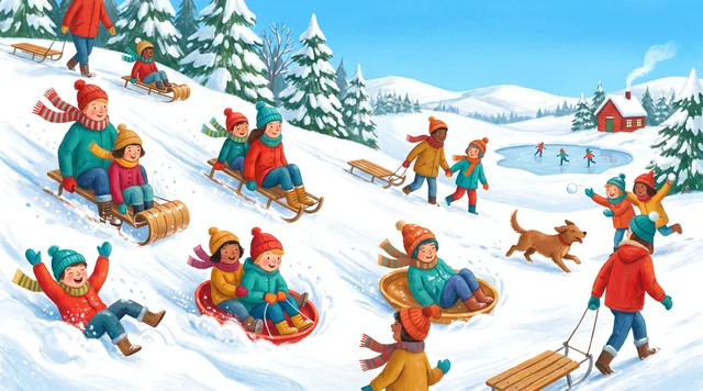 The Sledding Hill — Contemporary Illustration