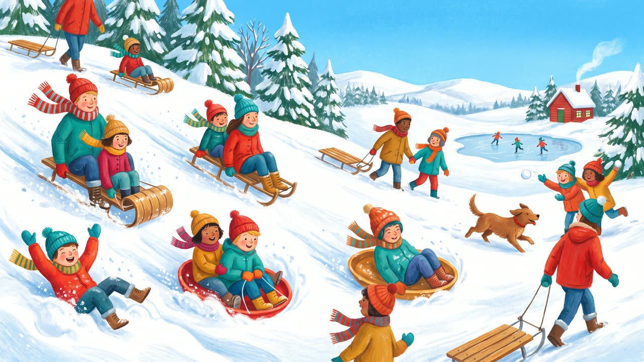 The Sledding Hill — a still from the animation
