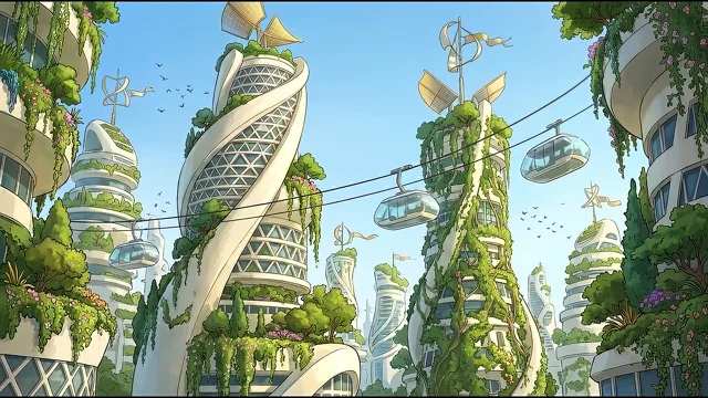 The Green City Skytram — Solarpunk