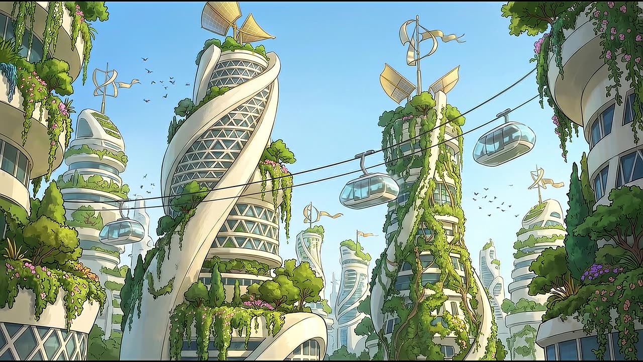 The Green City Skytram — a still from the animation