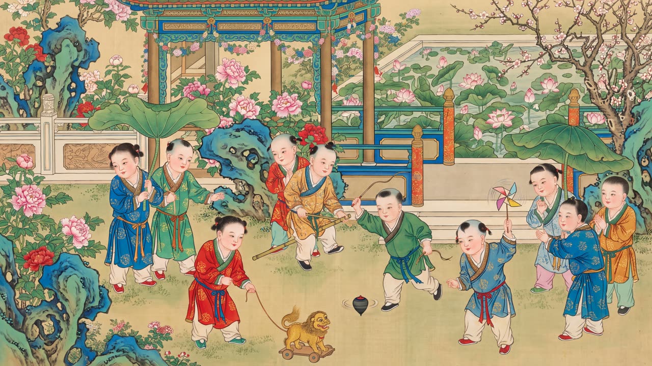 Children at Play in the Garden — a still from the animation