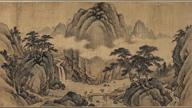 Misty Peaks and Waterfall — Song Dynasty Landscape