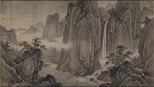 Waterfall in the Mountain Gorge — Song Dynasty Landscape