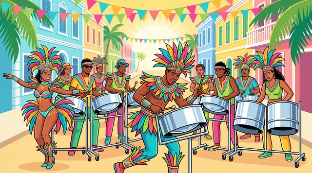The Steel Band — Trinidad Carnival Illustration