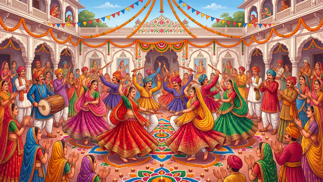 The Dandiya Dance — a still from the animation