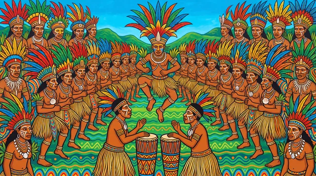 The Sing-sing — Papua New Guinea Highlands Painting