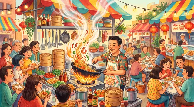 The Street Food Stall — Contemporary Illustration