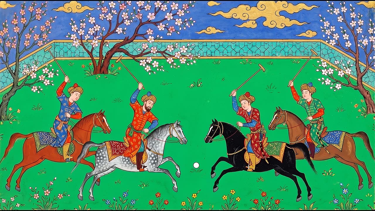 Polo Match on the Royal Maidan — a still from the animation