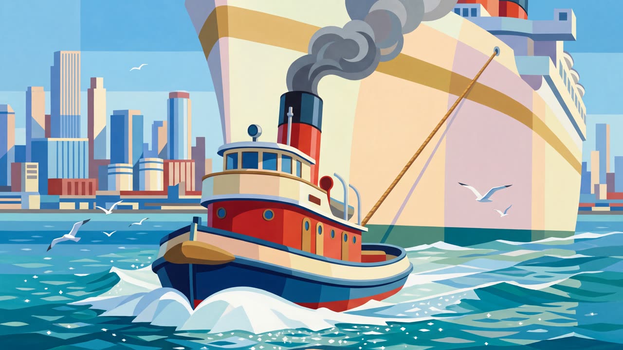 The Tugboat — a still from the animation