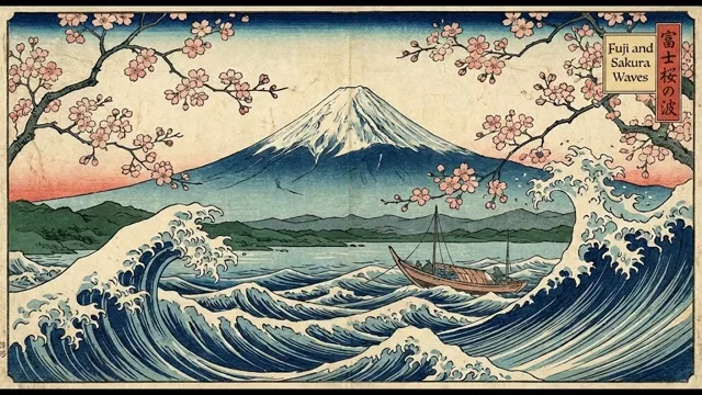 Cherry Blossom Waves — Ukiyo-e