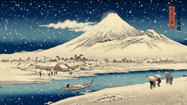 Snowy Fuji — 19th-Century Ukiyo-e