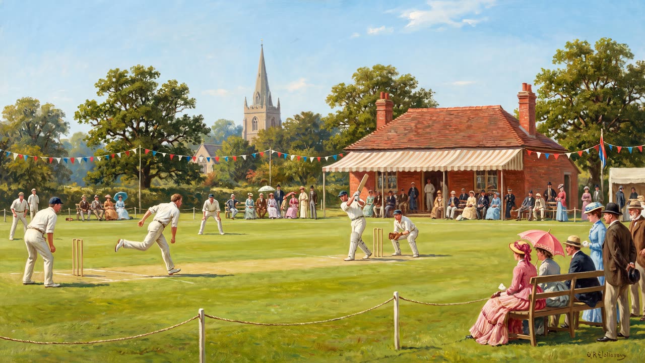 The Village Cricket Match — a still from the animation