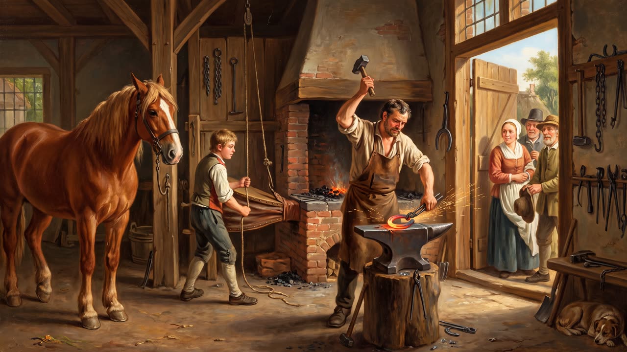 The Village Smithy — a still from the animation