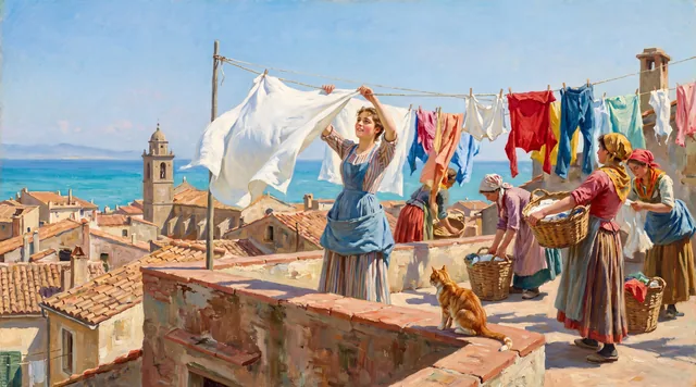 The Washerwomen — Mediterranean Impressionism
