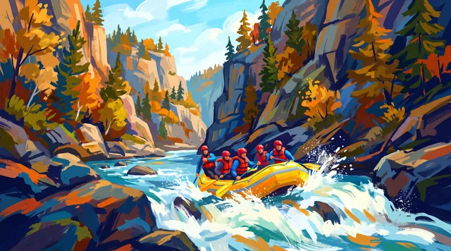 Shooting the Rapids — Contemporary Adventure Illustration