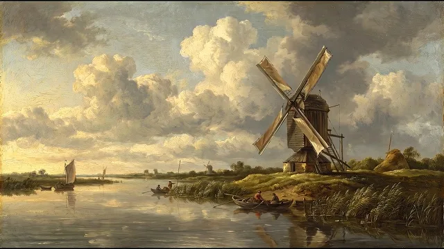 Windmill on the River — Dutch Golden Age Landscape